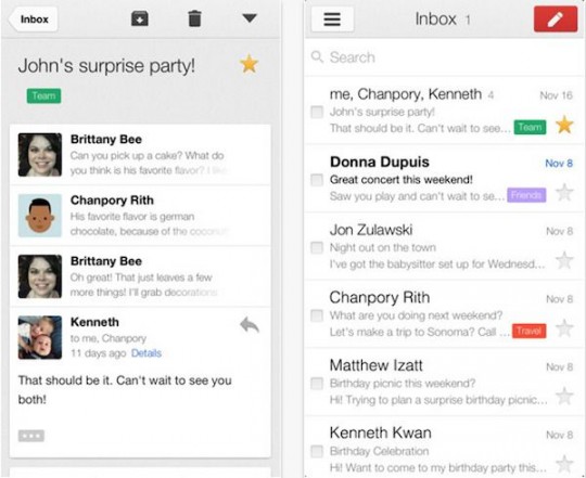 Gmail 2.0 for iOS