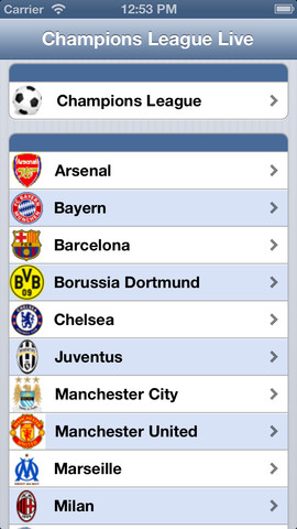 Champions League iOS app