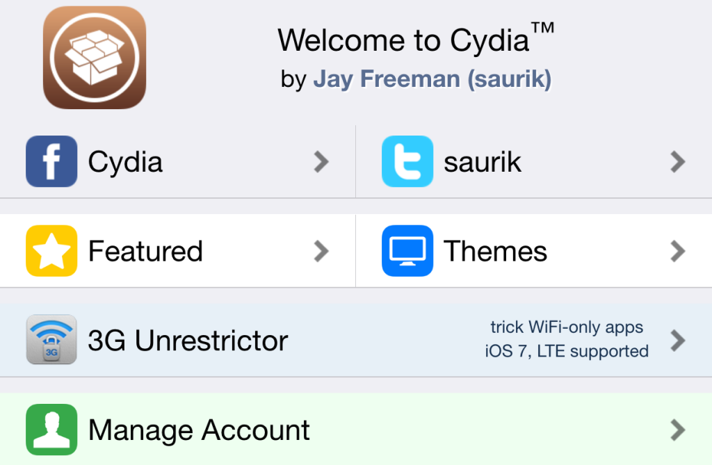 Дизайн онлайн-киоска Cydia обновился