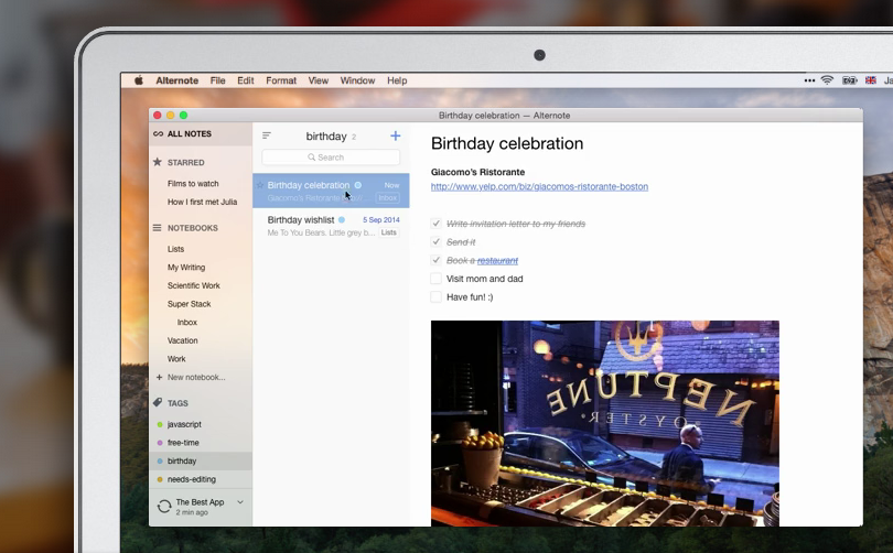 Alternote – альтернатива Evernote для OS X